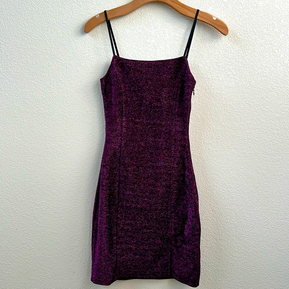 Late Night Party Magenta Sparkly Bodycon Mini Dress